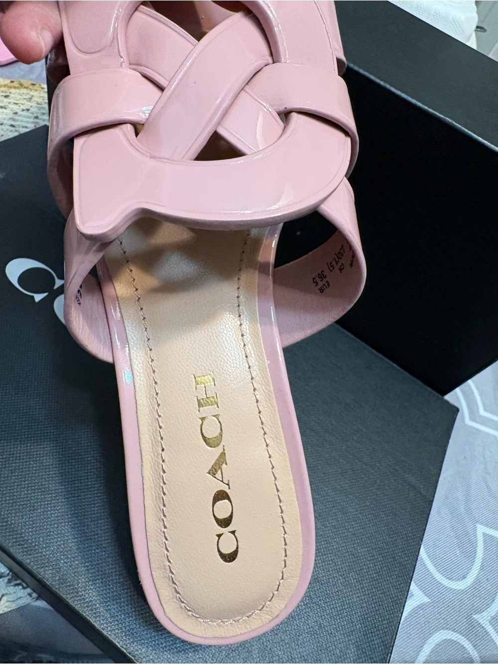 Coach Tillie 65 mm patent leather Rose Pink sandals - Picture 6 of 10
